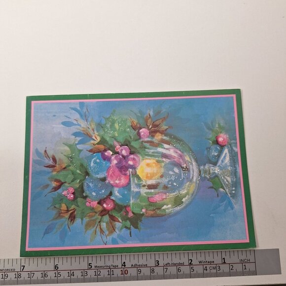 7 Jewel Tone Fantasy Christmas Card MCM 4 Vintage Glitter Quality Crest READ - Picture 12 of 16